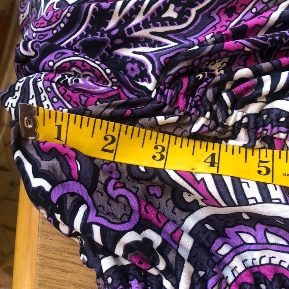 INC International Concepts Purple & White Paisley Empire Waist Dress Size Large - Picture 11 of 14